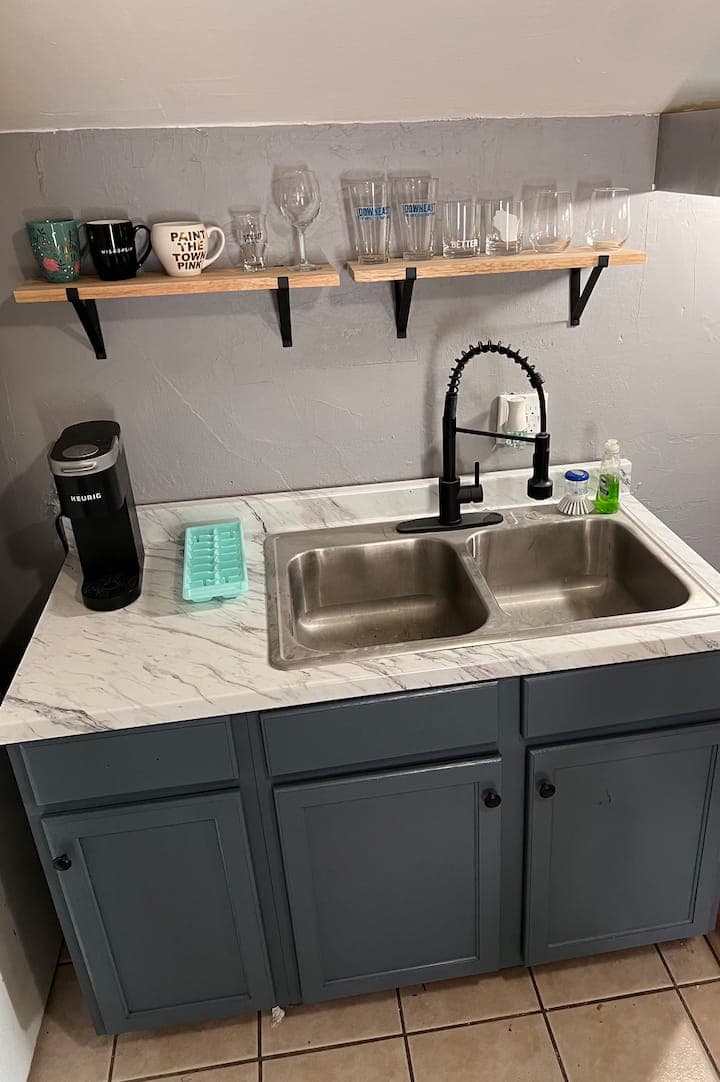 Kitchen sink and coffee station
